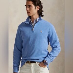Polo by Ralph Lauren Men's Light Blue Quarter-Zip Pullover - XL